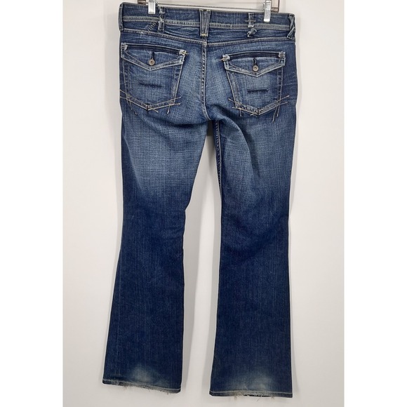 Yanuk Womens Jeans 31 Dreamer Stitch Flare Designer Stitching Medium Wash - Picture 8 of 14